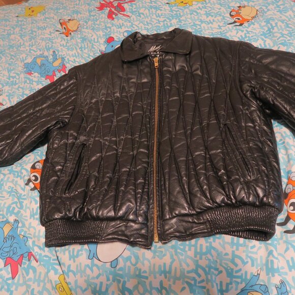 VTG 90s Max USA Leather Jacket Patterned Indian Head Cherokee Native American XL - Picture 5 of 9